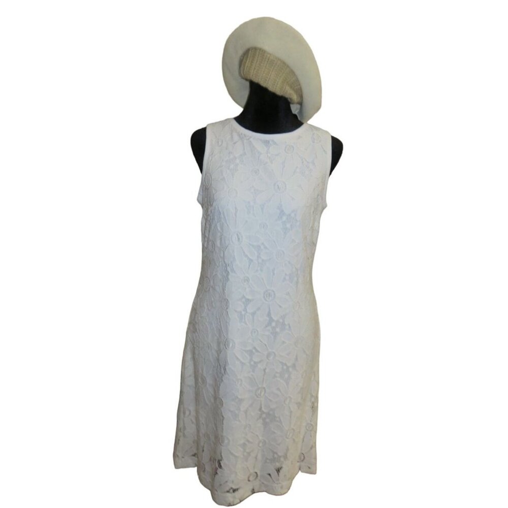 Pappagallo Sleeveless Lace Overlay Shift Slip Dress size 8 Medium
